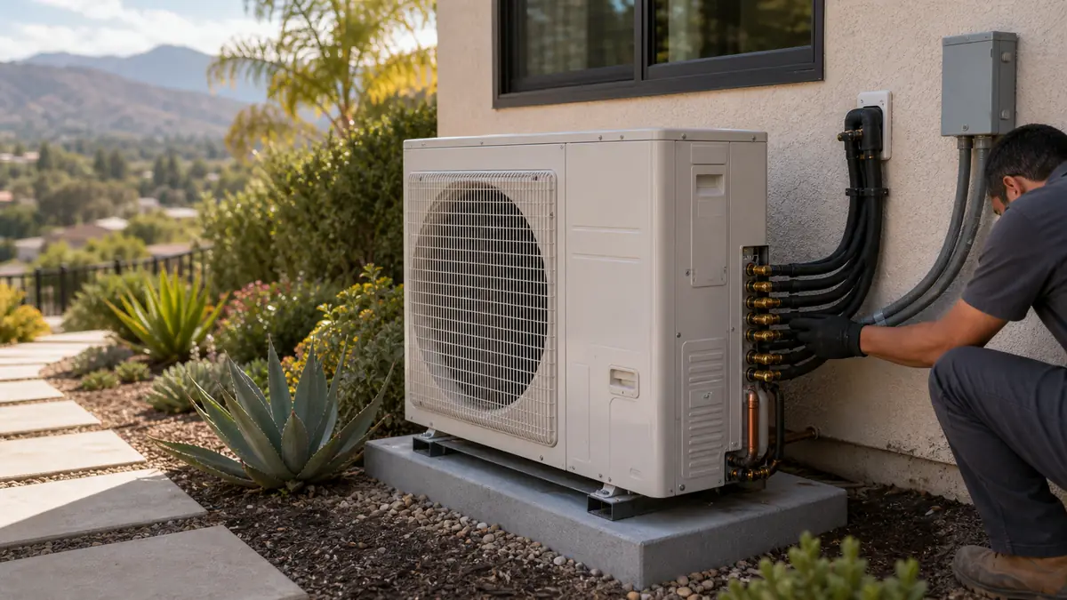 Illustration: Mitsubishi Hyper-Heating heat pumps in Encino, CA